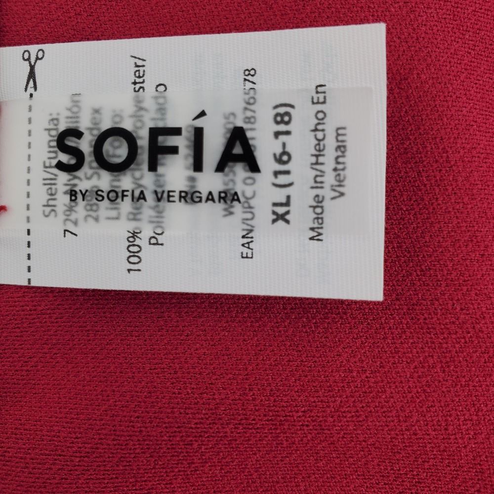 Sofia by Sofia Vergara Ring Side Cheeky Mid Rise Bikini Bottom XL‎ 16-18 Red New - Picture 3 of 8